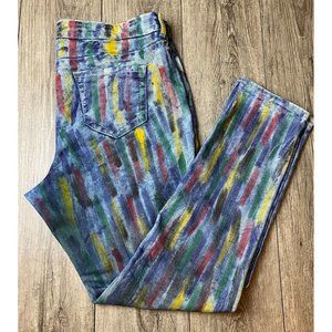 ASHLEY STEWART Women's Painted Medium Wash Jeans Rhinestone Rivets 16 VERY RARE